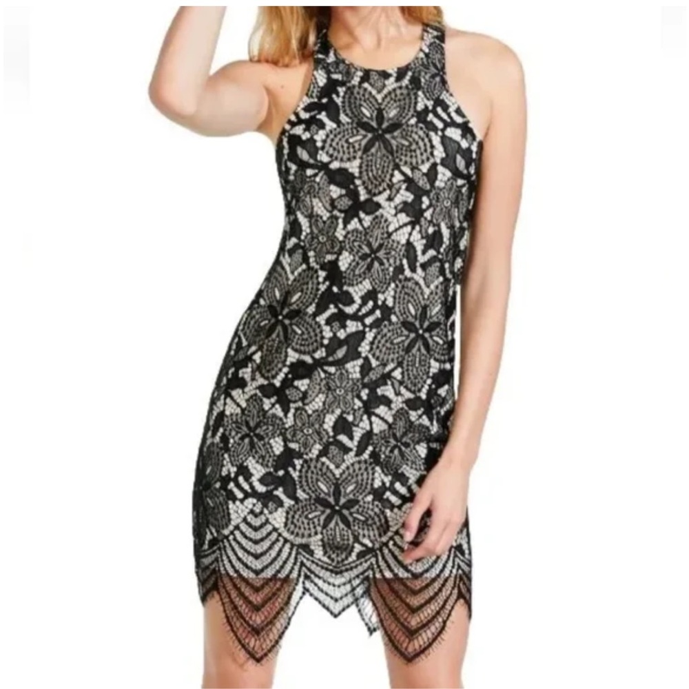 Express Black and White Lace Mini Dress